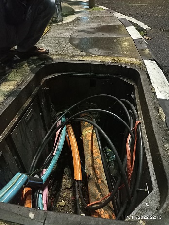 jalur ducting bawah tanah yang disurvey oleh alat georadar